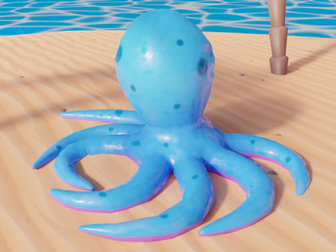 Stylized Low Poly Rigged Octopus Game Character 3D Model