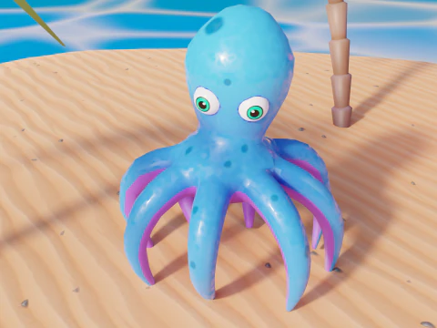 Stylized Low Poly Rigged Octopus Game Character 3D Model