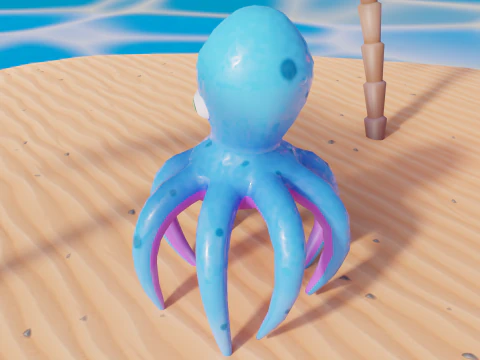 Stylized Low Poly Rigged Octopus Game Character 3D Model