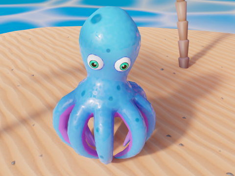 Stylized Low Poly Rigged Octopus Game Character Model 3D
