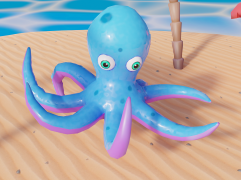 Stylized Low Poly Rigged Octopus Game Character Model 3D