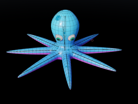 Stylized Low Poly Rigged Octopus Game Character Model 3D