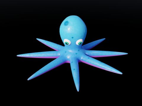 Stylized Low Poly Rigged Octopus Game Character Model 3D