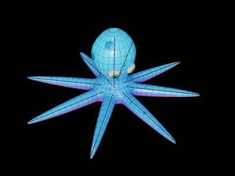 Stylized Low Poly Rigged Octopus Game Character 3D Model