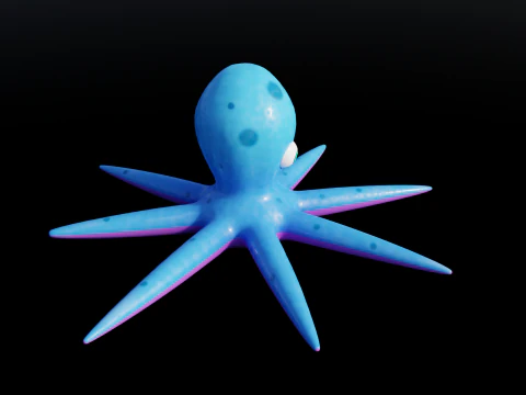 Stylized Low Poly Rigged Octopus Game Character 3D Model