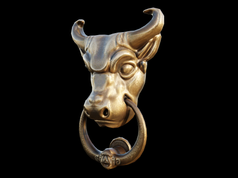 Bull Head Door Knocker Low Poly Ready For Game Low-poly 3D Model