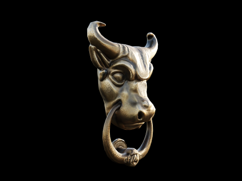 Bull Head Door Knocker Low Poly Ready For Game Low-poly 3D Model