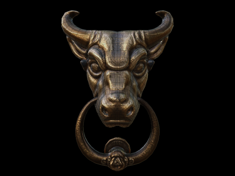 Bull Head Door Knocker Low Poly Ready For Game Low-poly 3D Model