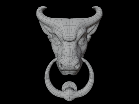 Bull Head Door Knocker Low Poly Ready For Game Low-poly 3D Model