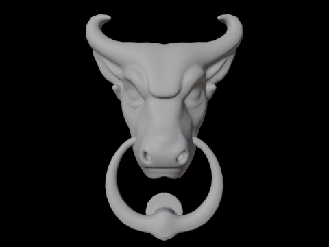 Bull Head Door Knocker Low Poly Ready For Game Low-poly 3D Model