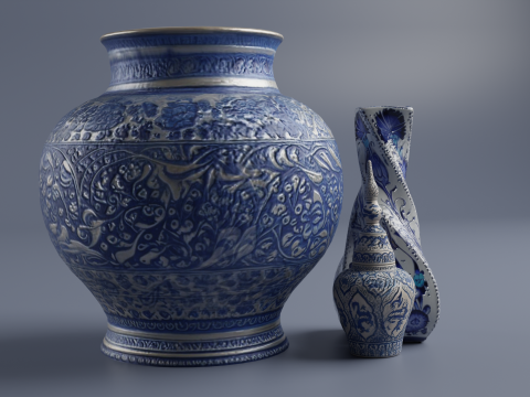 Ceramic Vase Traditional Turkish and Chinese Tiles Low-poly 3D मॉडल