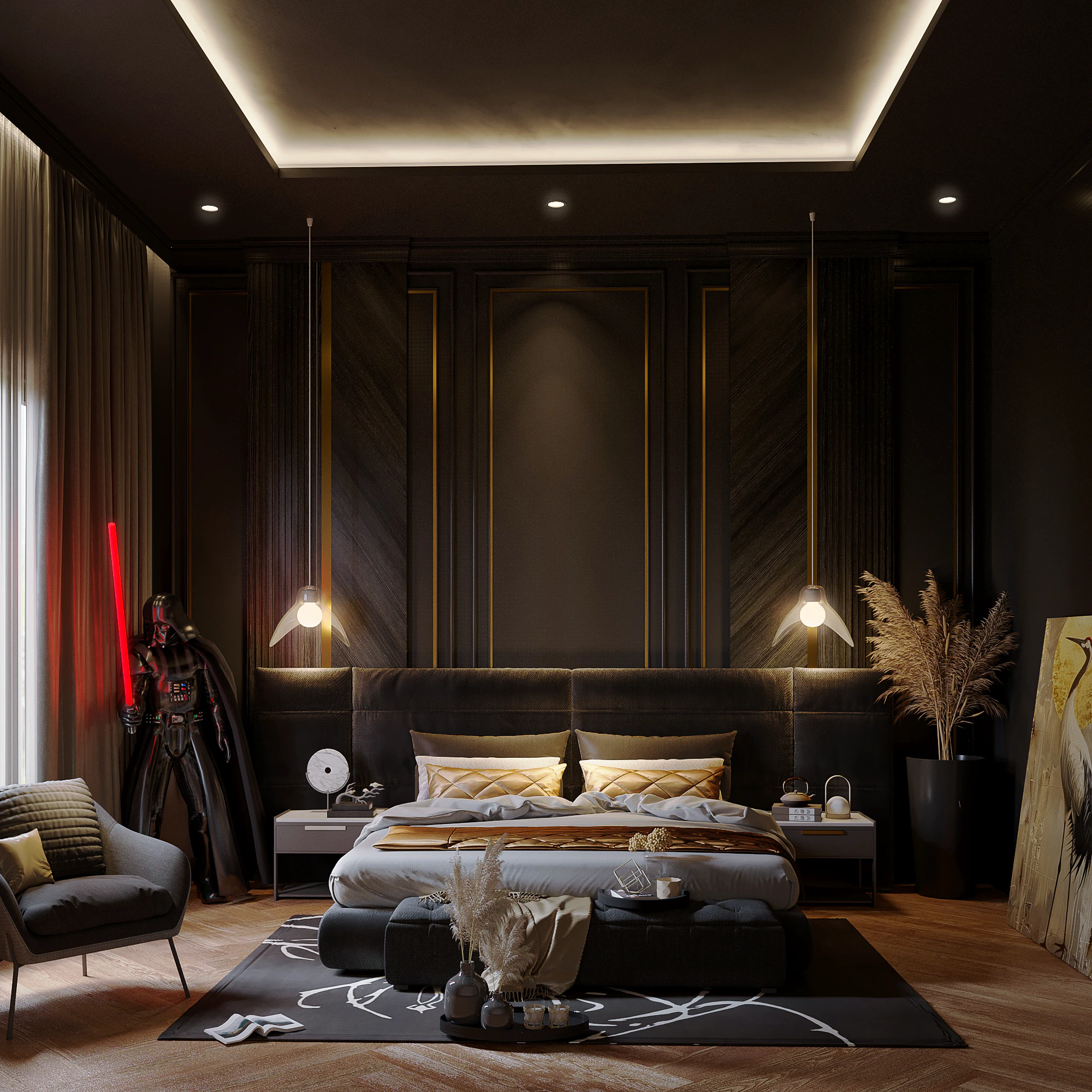Master Bedroom Design Luxury 3D Model .c4d .max .obj .3ds .fbx .stl .blend
