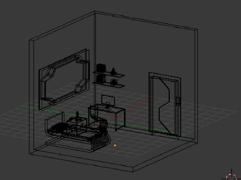Futuristic bedroom isometric Modèle 3D