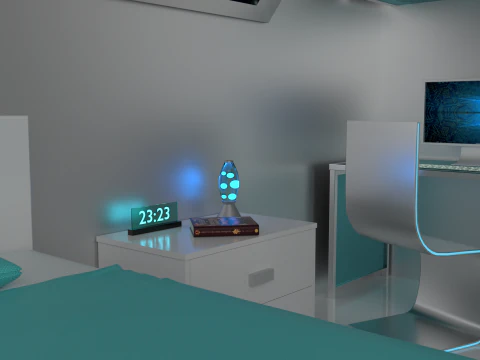 Futuristic bedroom isometric 3D Model