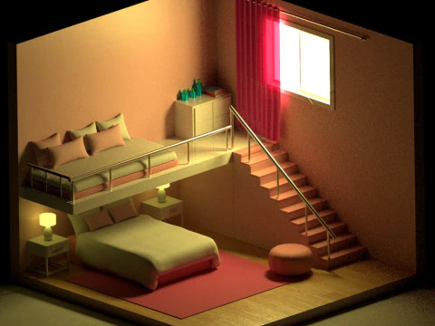 Pack with 6 separate isometric environments 3D Model
