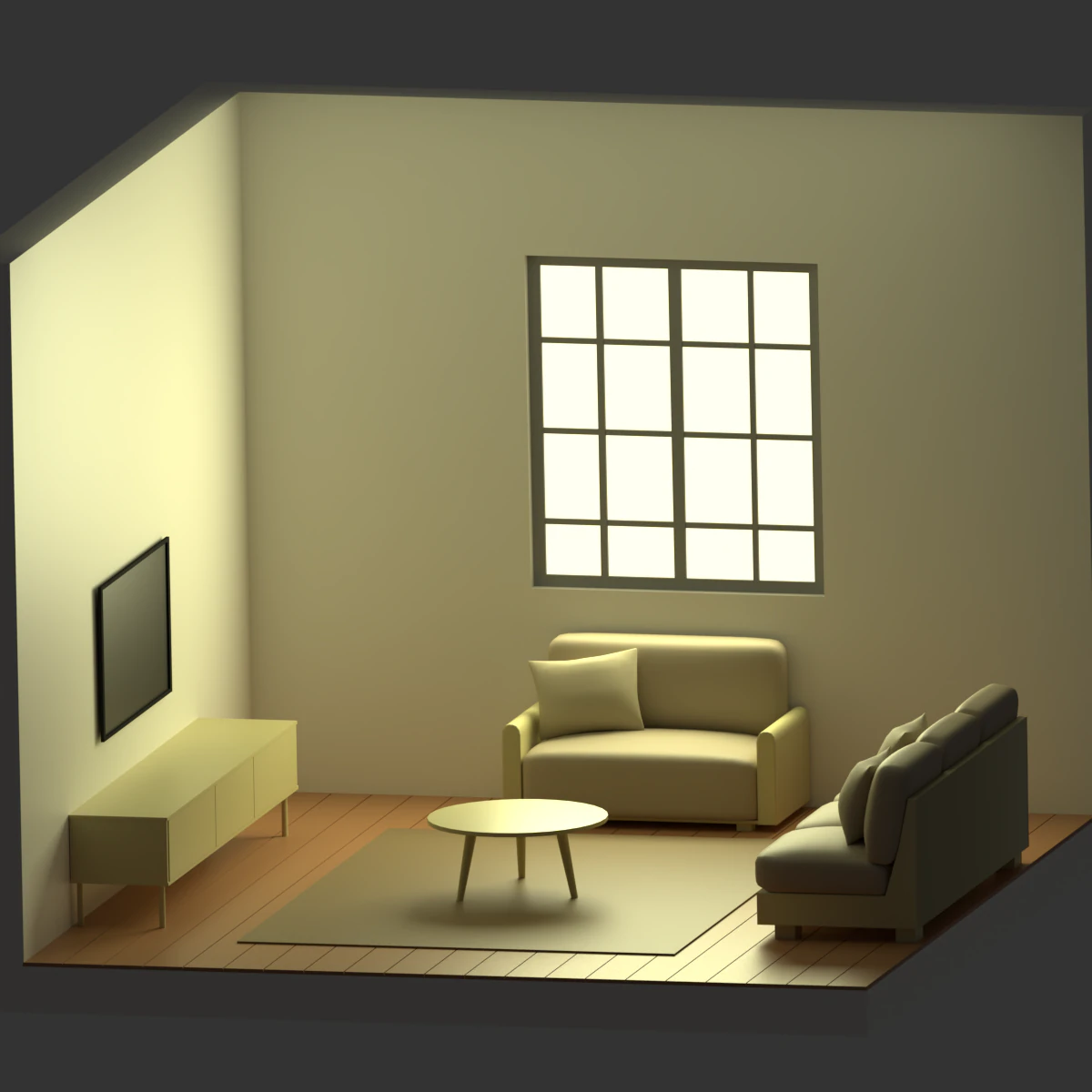 Living Room 3d Isometric 3D Model .c4d .max .obj .3ds .fbx .stl .blend 