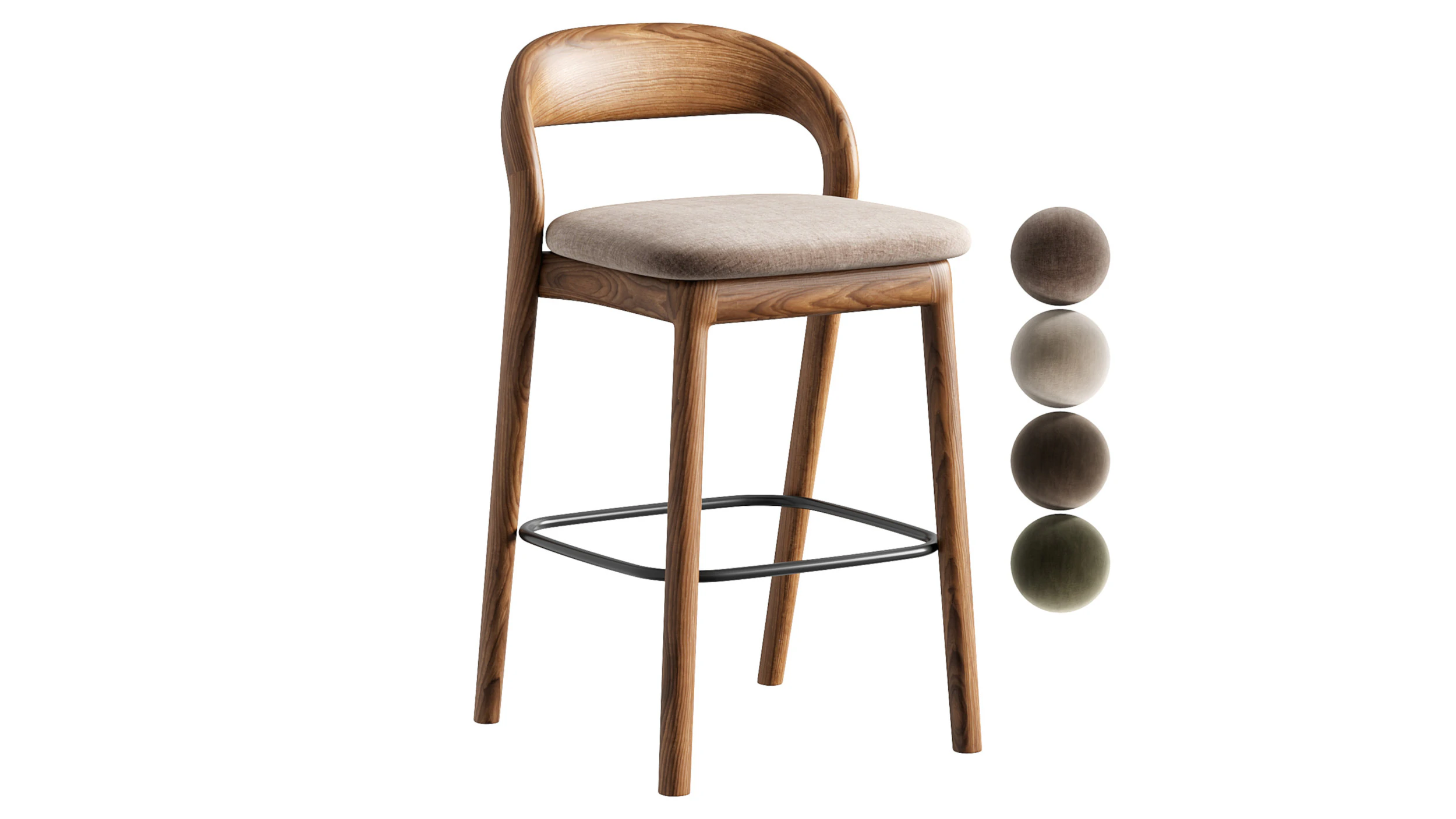 Willow Barstool 3D Model .c4d .max .obj .3ds .fbx .stl .blend 