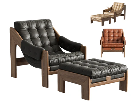 Four Hands Halston Stuhl mit Ottomane 3D Modell