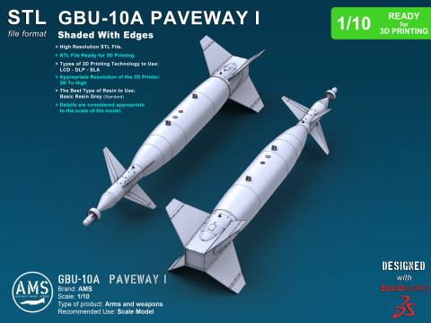 GBU-10A Paveway I - Scale 1-10 3D-Druckmodell