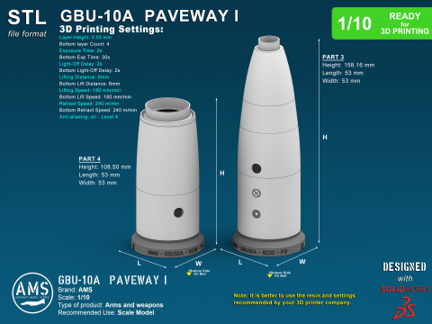 GBU-10A Paveway I - Scale 1-10 3D-Druckmodell