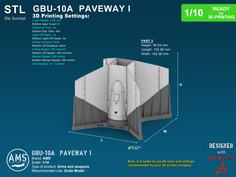 GBU-10A Paveway I - Scale 1-10 3D-Druckmodell
