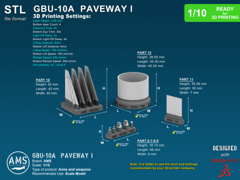 GBU-10A Paveway I - Scale 1-10 3D-Druckmodell