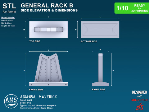 AGM-65A Maverick - Scale 1-10 Model do druku 3D