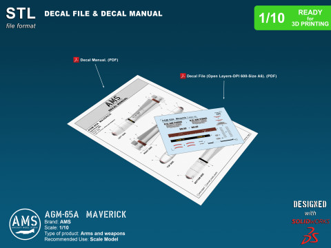 AGM-65A Maverick - Scale 1-10 Model do druku 3D