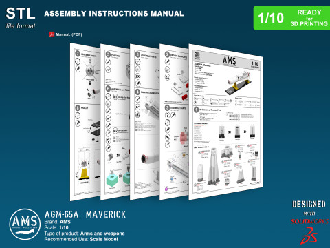 AGM-65A Maverick - Scale 1-10 Model do druku 3D