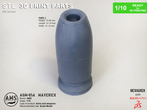 AGM-65A Maverick - Scale 1-10 Model do druku 3D