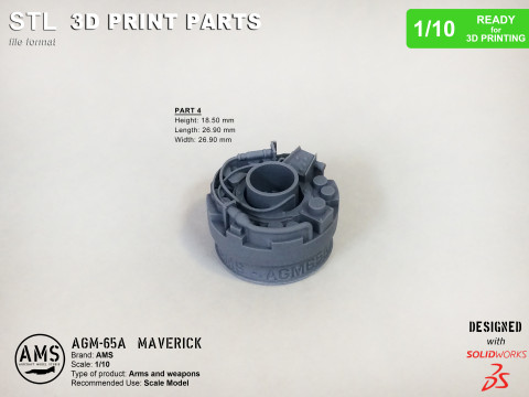 AGM-65A Maverick - Scale 1-10 Model do druku 3D