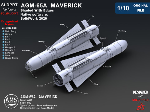 AGM-65A Maverick - Orginal File 3D Model