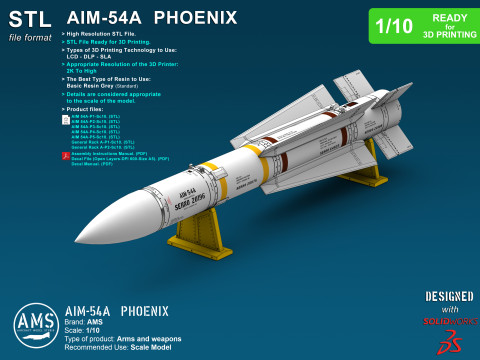 AIM-54A Phoenix - Scale 1-10 3D Print Model