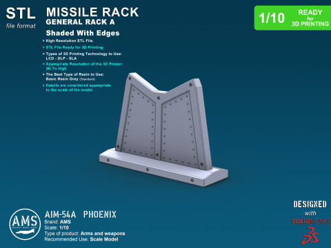 AIM-54A Phoenix - Scale 1-10 3Dプリントモデル