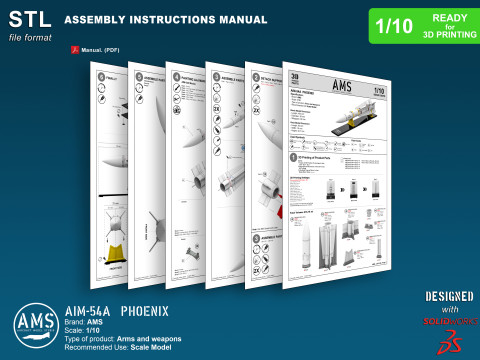 AIM-54A Phoenix - Scale 1-10 3Dプリントモデル
