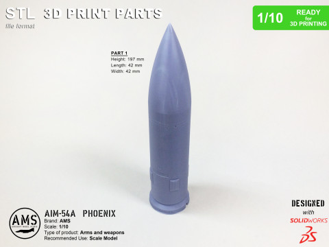 AIM-54A Phoenix - Scale 1-10 3Dプリントモデル