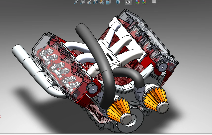 V6 engine model 3D Print Model .c4d .max .obj .3ds .fbx .stl .blend