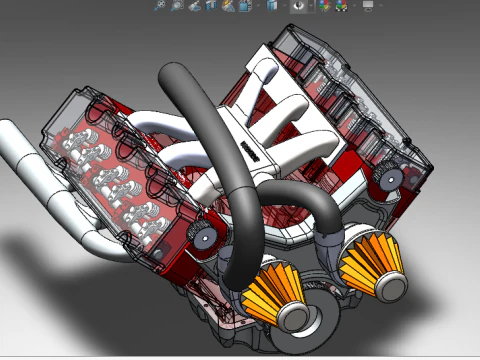 Model mesin V6 Model Cetak 3D