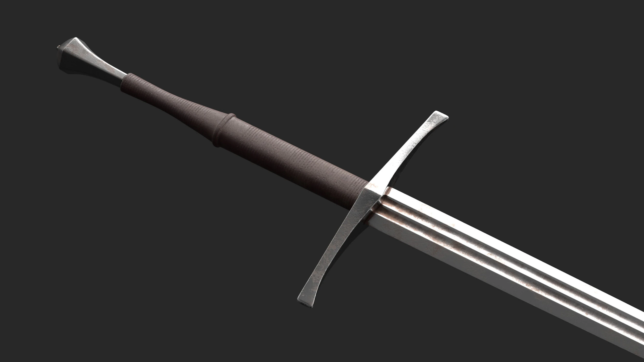 Olbrecht Medieval Sword Low-Poly 3D Model .c4d .max .obj .3ds .fbx .stl .blend
