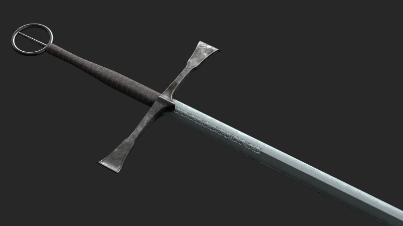Irish Gallowglas Sword Low-Poly 3D Model .c4d .max .obj .3ds .fbx .stl .blend 