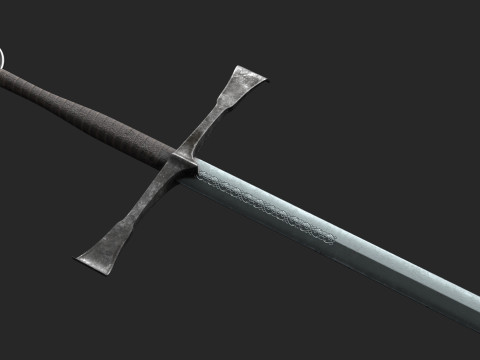 Irish Gallowglas Sword Low-Poly Modello 3D