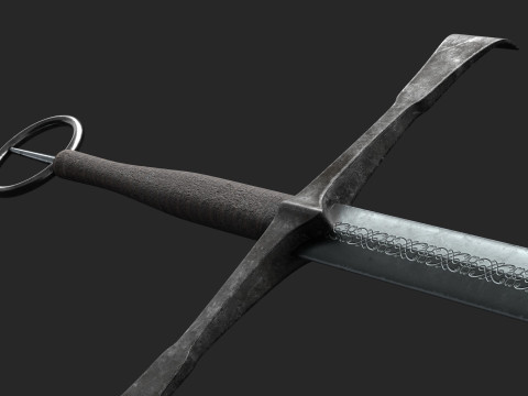 Irish Gallowglas Sword Low-Poly 3D Model