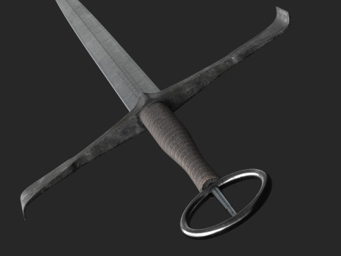 Irish Gallowglas Sword Low-Poly 3D Model