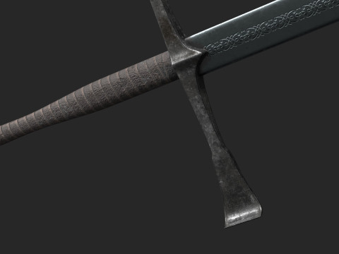 Irish Gallowglas Sword Low-Poly 3D Model