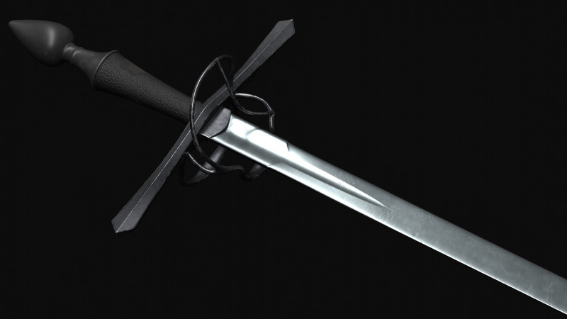 Saxon battlesword 1580s Low-poly 3D मॉडल .c4d .max .obj .3ds .fbx .stl .blend