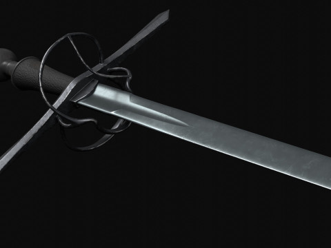 Saxon battlesword 1580s Low-poly 3D मॉडल