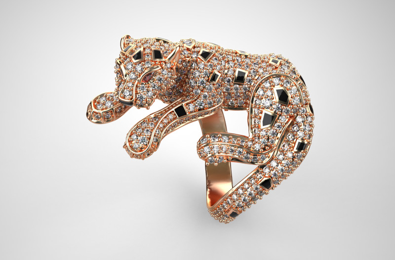 Panther diamound ring 3D Print Model .c4d .max .obj .3ds .fbx .stl .blend