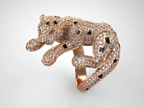 Panther diamound ring 3D Print Model