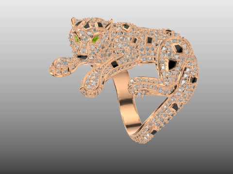 Panther diamound ring 3D Print Model