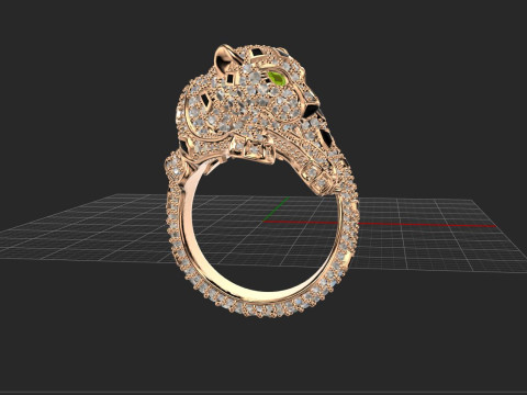Panther diamound ring 3D Print Model